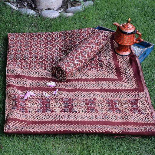 [PK0013-CF-AJK-009139] Gold work Ajrak - 2 Piece Suit   