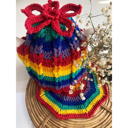[PK1894-HM-KMA-009212] Rainbow teacosy and its mat