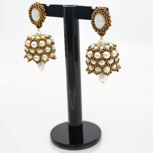 [PK1048-GN-GEN-012587] Handmade Beaded Jhumkis
