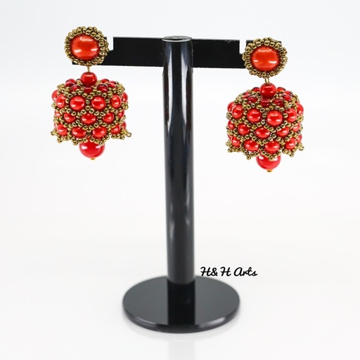 [PK1048-GN-GEN-012669] Handmade Beaded Jhumkis
