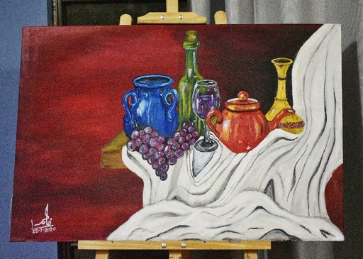 [PK4436-AR-PAI-013740] Still life painting with drapery
