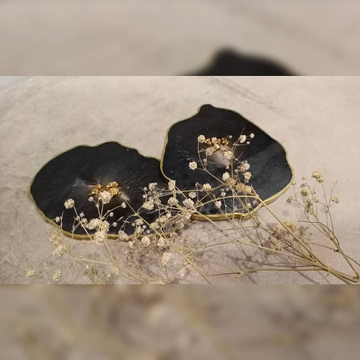 [PK4528-CF-ART-013866] Black and Gold Agate Coaster