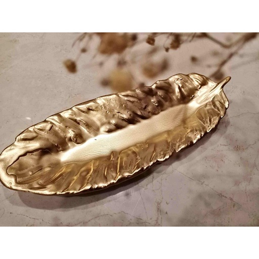 [PK4528-GN-GEN-013873] Gold Feather Trinket Dish