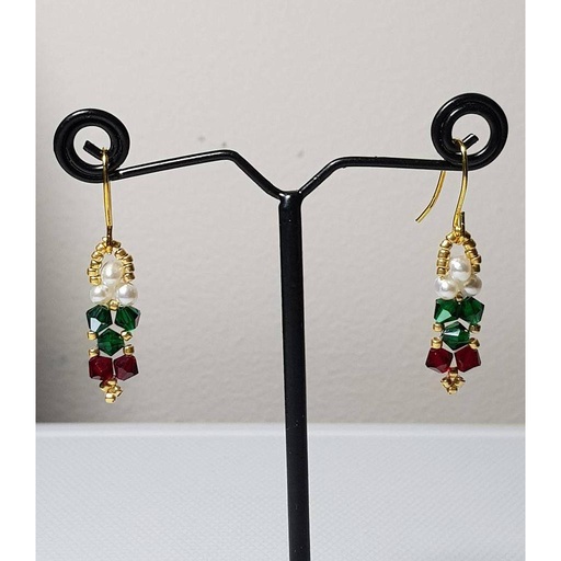 [PK4592-GN-GEN-014020] Real pearls and Swarovski earrings