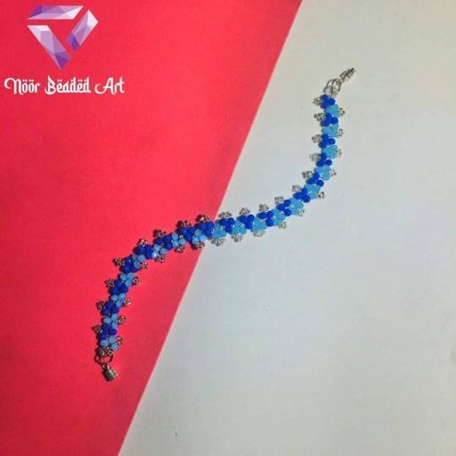 [PK4592-JW-BNG-014078] 2 toned blue beaded bracelet