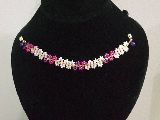 [PK4592-GN-GEN-014328] Pink gradient half daisy bracelet