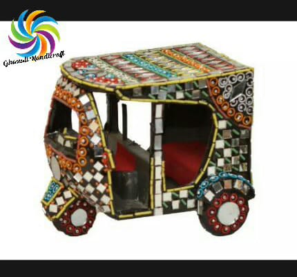 [PK0130-HM-SCL-014968] Rickshaw with glass work