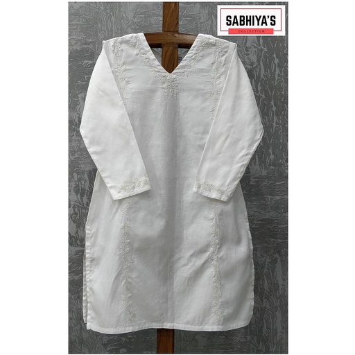 [PK5859-CW-PRT-016762] Classic White Embroidery Shirt