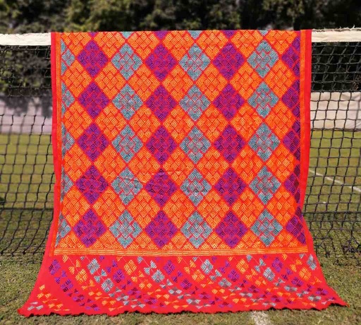 [PK3037-CW-SCF-017144] Embroidered Phulkari Shawl        