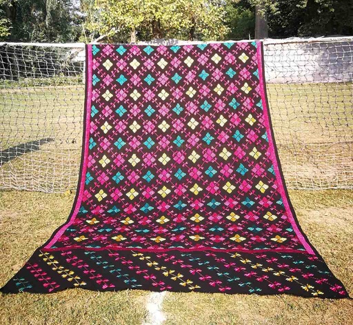 [PK3037-CW-SCF-017159] Embroidered Phulkari Shawl            