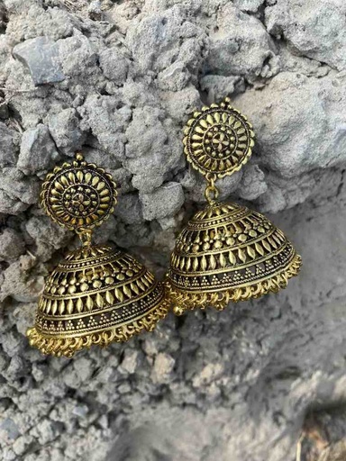 [PK6272-JW-EAR-019091] Antique oxidized Jhumkay Earrings  