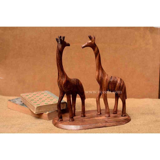 [PK0130-CF-WOO-019295] Cultural Wooden Twin Giraffes