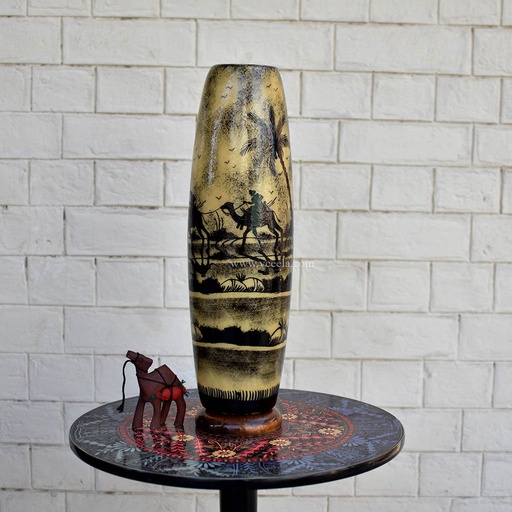 [PK1918-HM-LMP-19462] Hand Painted Camel Skin Lamp