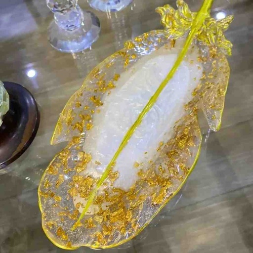 [PK5792-HM-TRY-021262] Resin Feather Tray