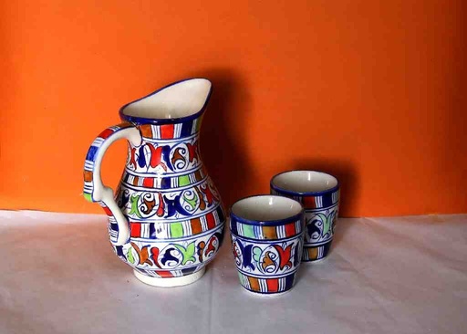 [PK0363-HM-TBW-022405] Blue Pottery Water Set