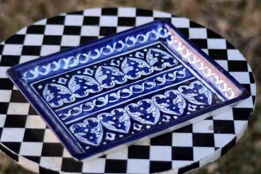 [PK4699-CF-BPO-024722] Blue Pottery Fruit Dish