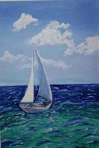 [PK5558-AR-PAI-024735] Sail Boat Painting