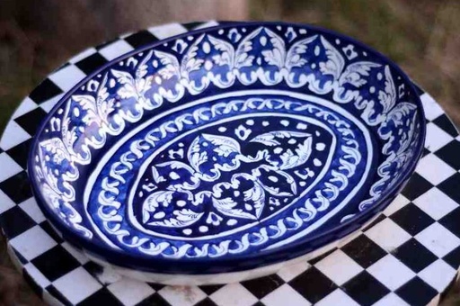 [PK4699-CF-BPO-024745] Blue Pottery Fruit Dish