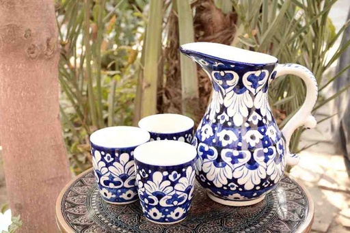[PK0023-CF-BPO-025765] Blue Pottery 6 Glass Water Set