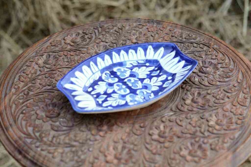 [PK0363-CF-BPO-026040] Blue Pottery Dry Fruit Dish