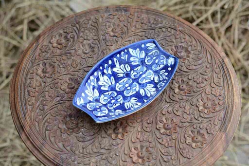 [PK0363-CF-BPO-026041] Blue Pottery Dry Fruit Dish