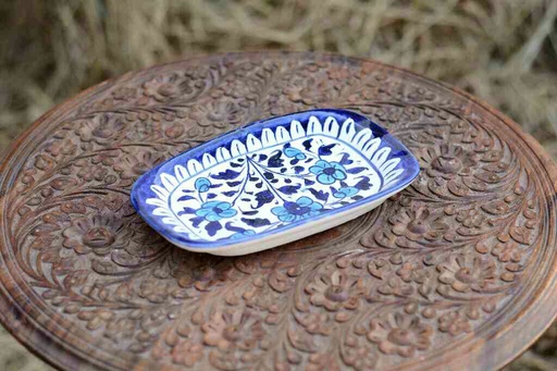 [PK0363-CF-BPO-026044] Blue Pottery Dry Fruit Dish