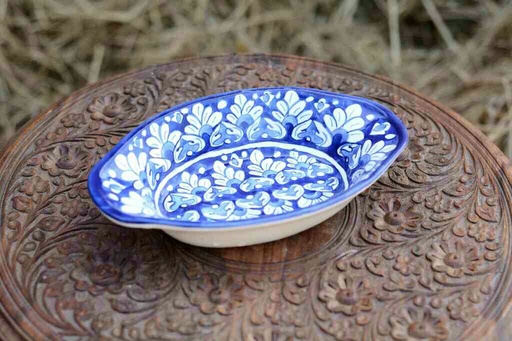 [PK0363-CF-BPO-026057] Blue Pottery Oval Shape Raita Bowl