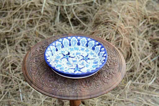 [PK0363-CF-BPO-026075] Blue Pottery Round Dish