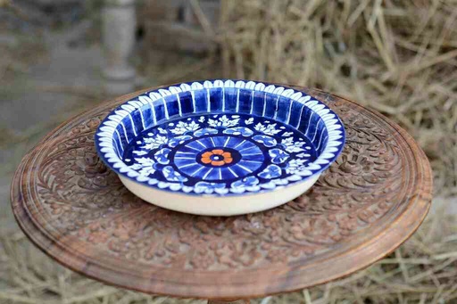 [PK0363-CF-BPO-026078] Blue Pottery Round Dish