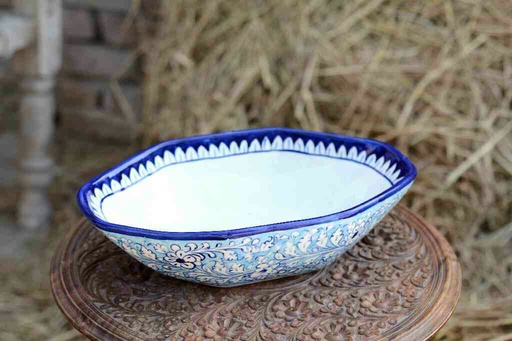 [PK0363-HM-TBW-026136] Blue Pottery Deep Bowl