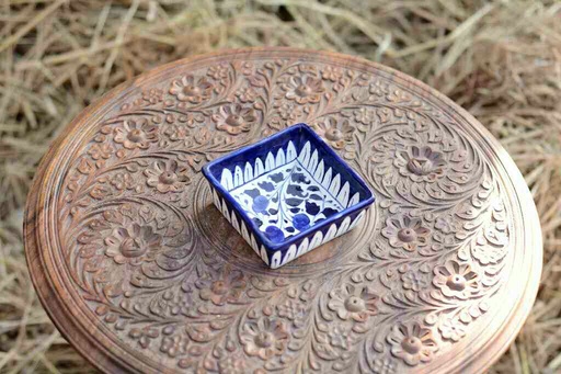 [PK0363-CF-BPO-026307] Blue Pottery Square Shaped Butter Cup