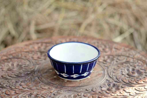 [PK0363-CF-BPO-026310] Blue Pottery Round Shaped Butter Cup