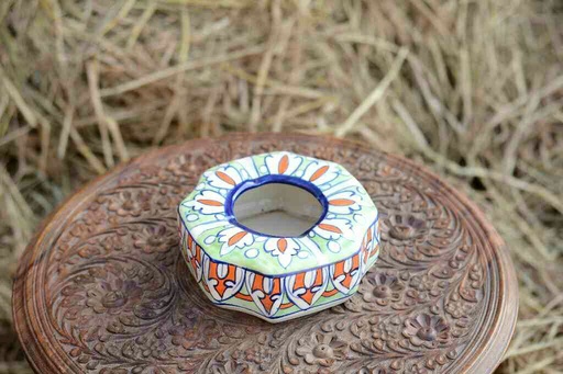 [PK0363-CF-BPO-026331] Blue Pottery Octa Shaped Ashtray