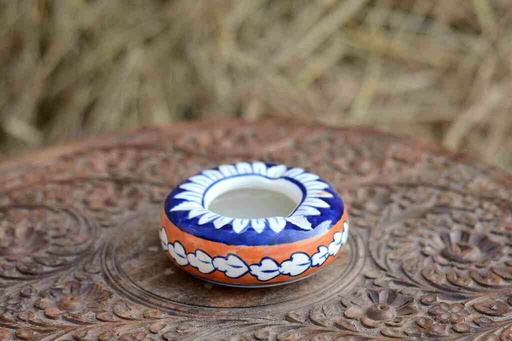 [PK0363-CF-BPO-026336] Blue Pottery Round Shaped Ashtray