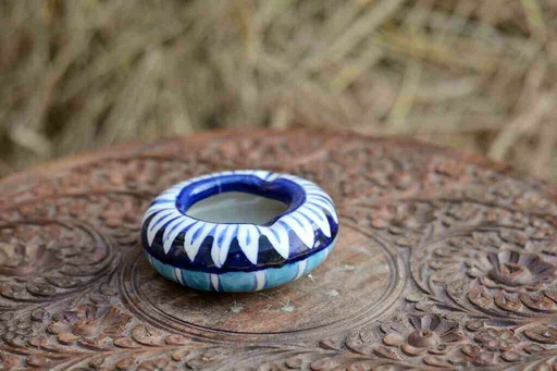 [PK0363-CF-BPO-026337] Blue Pottery Round Shaped Ashtray