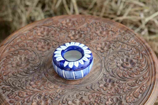 [PK0363-CF-BPO-026341] Blue Pottery Round Shaped Ashtray