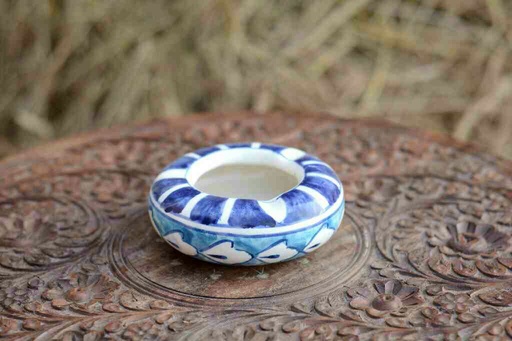 [PK0363-CF-BPO-026342] Blue Pottery Round Shaped Ashtray