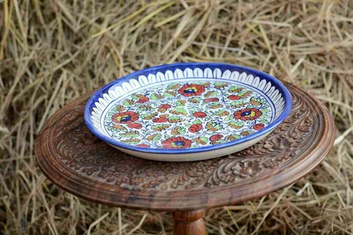 [PK0363-HM-TRY-026378] Blue Pottery Pizza Tray