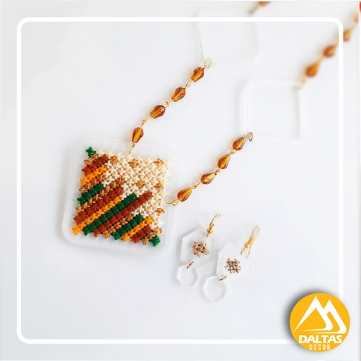 [PK5426-JW-EAR-027466] Embroidered Earrings and Pendant Set