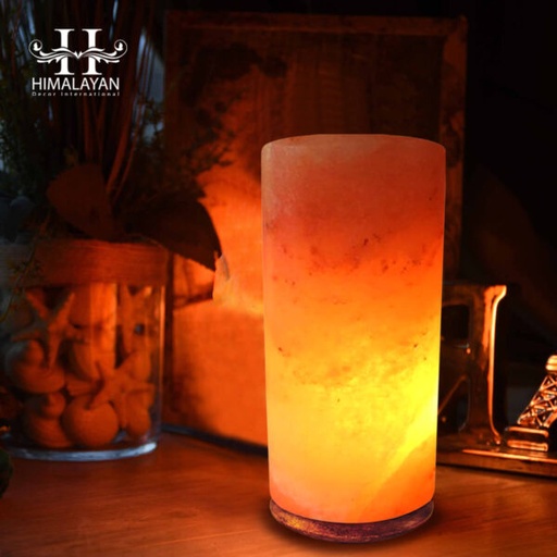 [PK8146-HM-LMP-027862] Cylinder Shape Lamp with Himalayan Crystal Rock Salt