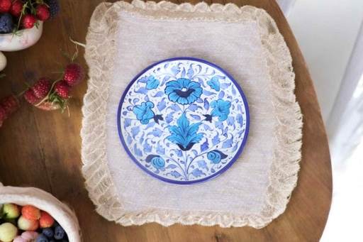 [PK9650-HM-BKT-030013] Blue Pottery Quarter Plate