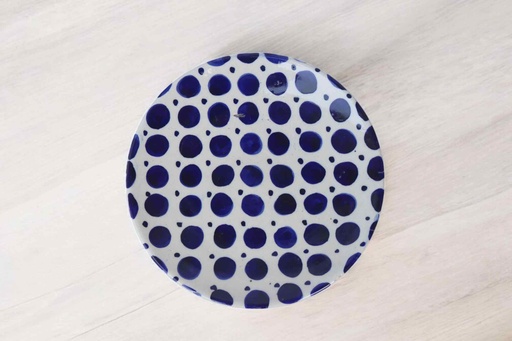 [PK9650-HM-BKT-030022] Blue Pottery Medium Plate