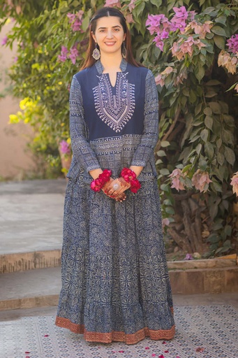 [2-Ajrak-24] Indigo Ajrak Skirt