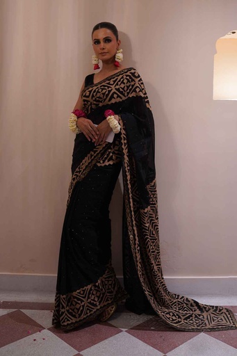 [6-SR-25] Biscotti Applique Saree