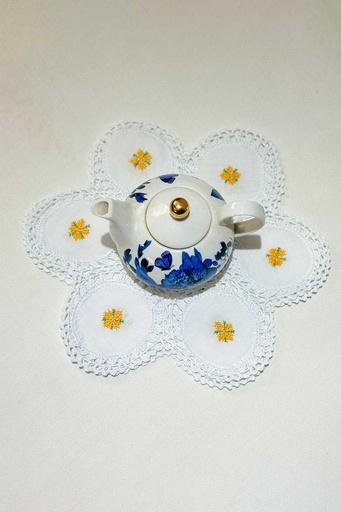 [24-TN-24] YELLOW EMBROIDERED TABLE MAT