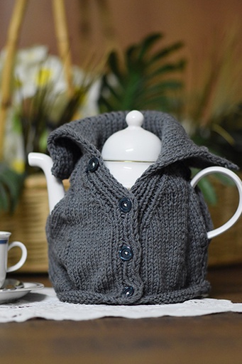 [3-kn-20] Collar Tea Cosy - Grey
