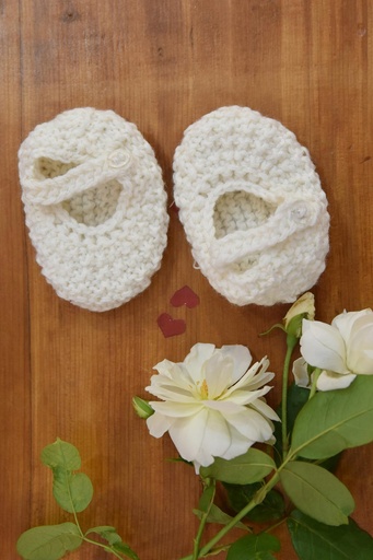 [16-kn-19] Knitting Button Boots - Off White