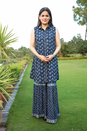 [1-KG-23] Blue Ajrakh - LAWN Suit