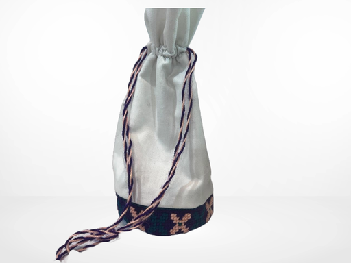 Cross-stitched draw string pouch