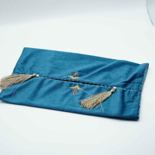 [VC-EG-TB-2] TB-2 Blue Velvet Tissue Box Cover with Dabka Work